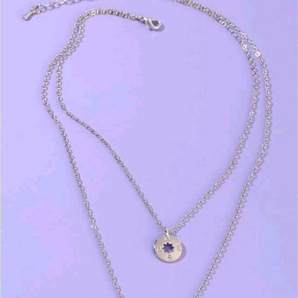 Layered Cardinal Points Stainless Steel Necklace - Picture 3 of 4